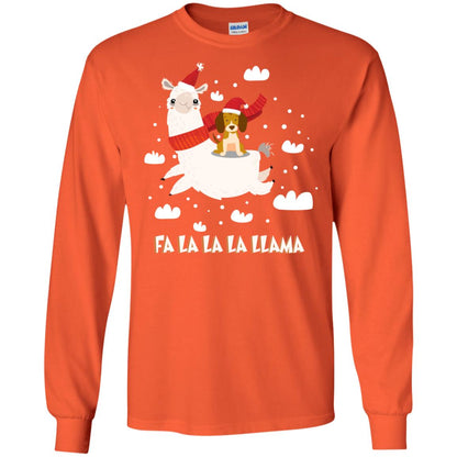 Fa La La La Llama With Beagle X-mas Gift Shirt Orange