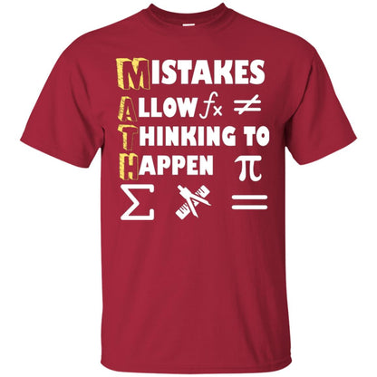 Math Lover T-shirt Mistakes Allow Thinking To Happen Cardinal