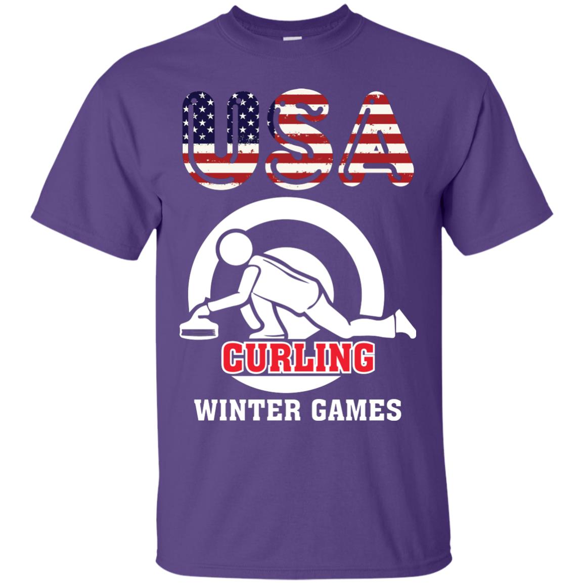 Usa Curling Winter Games Curling Lover T-shirt Purple