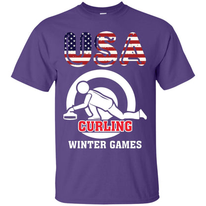 Usa Curling Winter Games Curling Lover T-shirt Purple