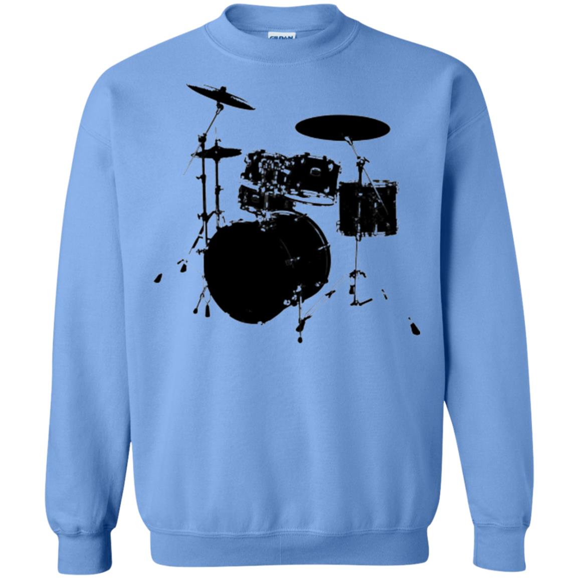 Drum Lovers T-shirt Drum Kit Stencil Print Carolina Blue