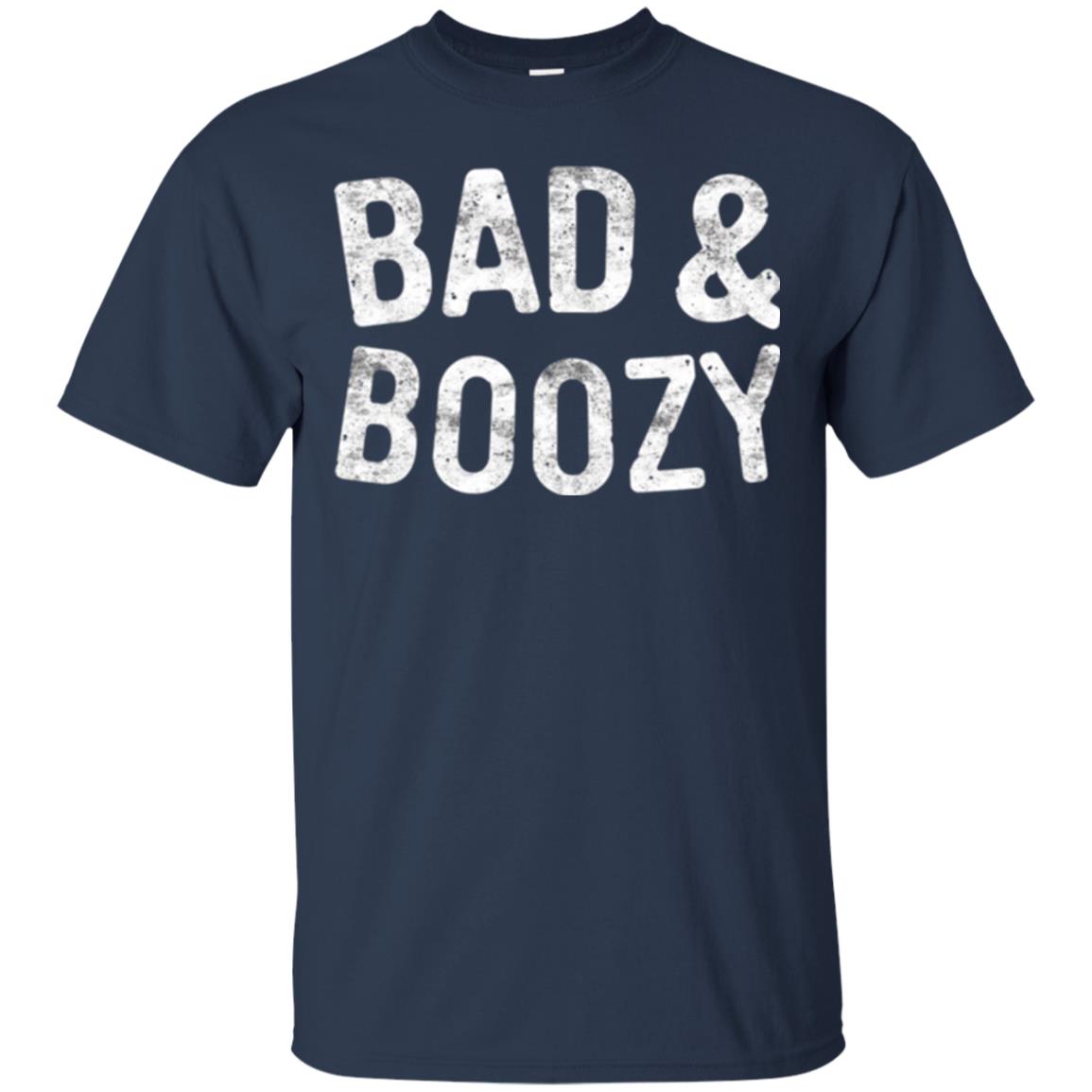 Funny Drinking T-shirt Bad And Boozy Navy