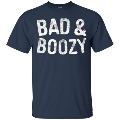 Funny Drinking T-shirt Bad And Boozy Navy