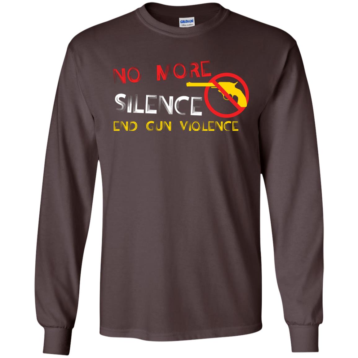 Anti Gun T-shirt No More Silence End Gun Violence Dark Chocolate