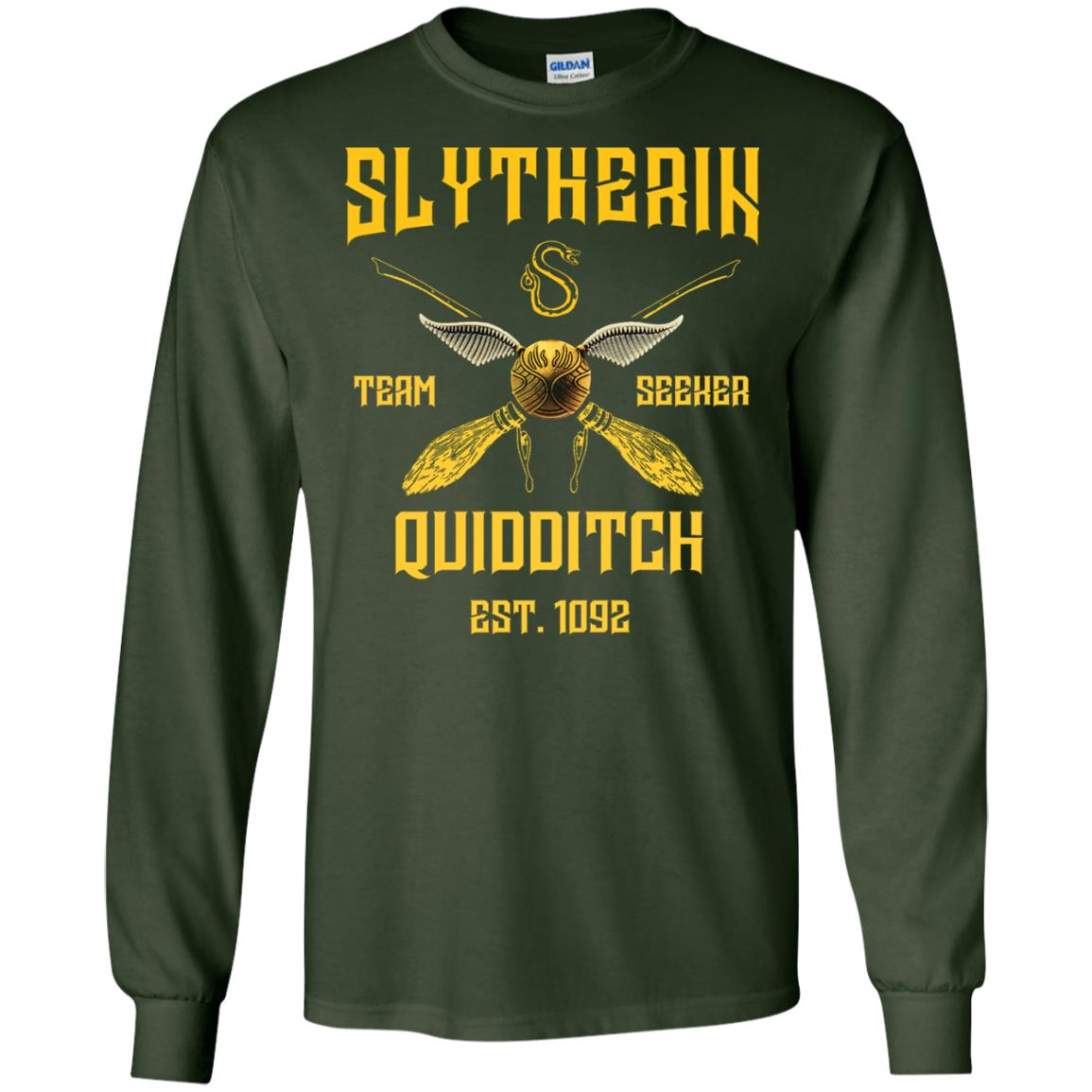 Slytherin Quiddith Team Seeker Est 1092 Harry Potter Shirt Forest Green
