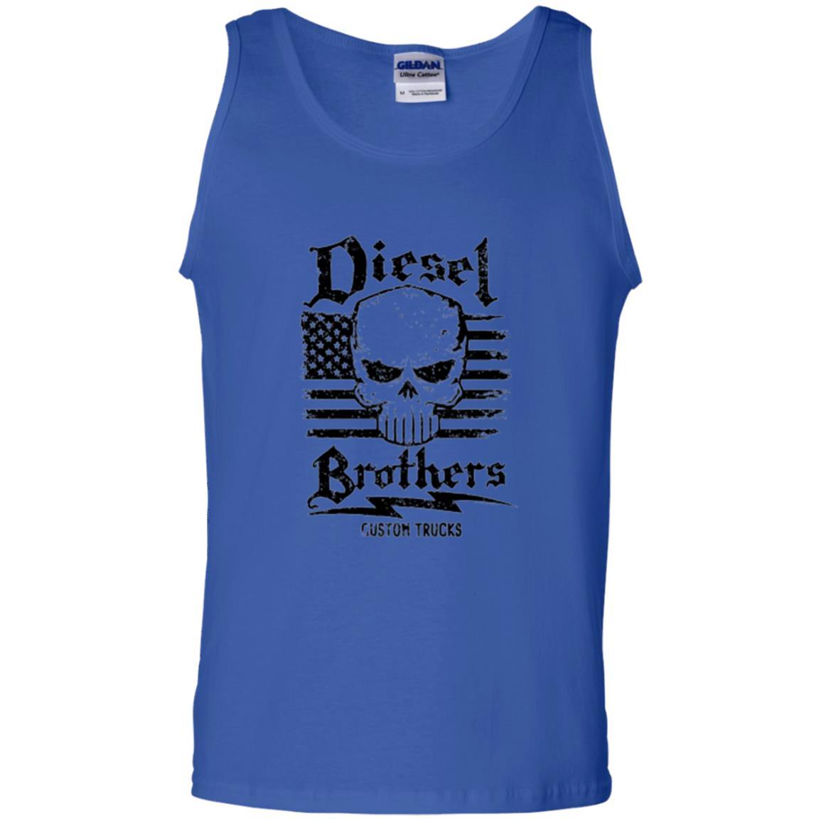 Diesel Brothers Custom Trucks Skull Usa Flag T-shirt Royal