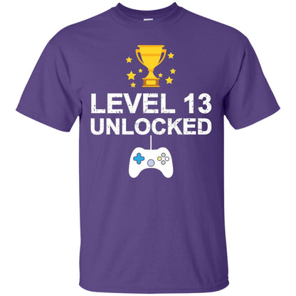 Level 13 Unlocked Funny 13th Birthday T-shirt Purple