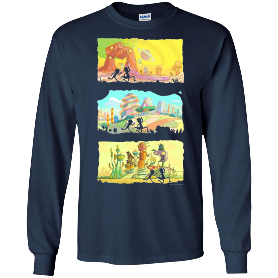 Movie T-shirt Running Silhouettes On Alien Land Navy
