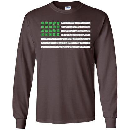 Usa Flag With Irish Shamrock St Patricks Day T-shirt Dark Chocolate