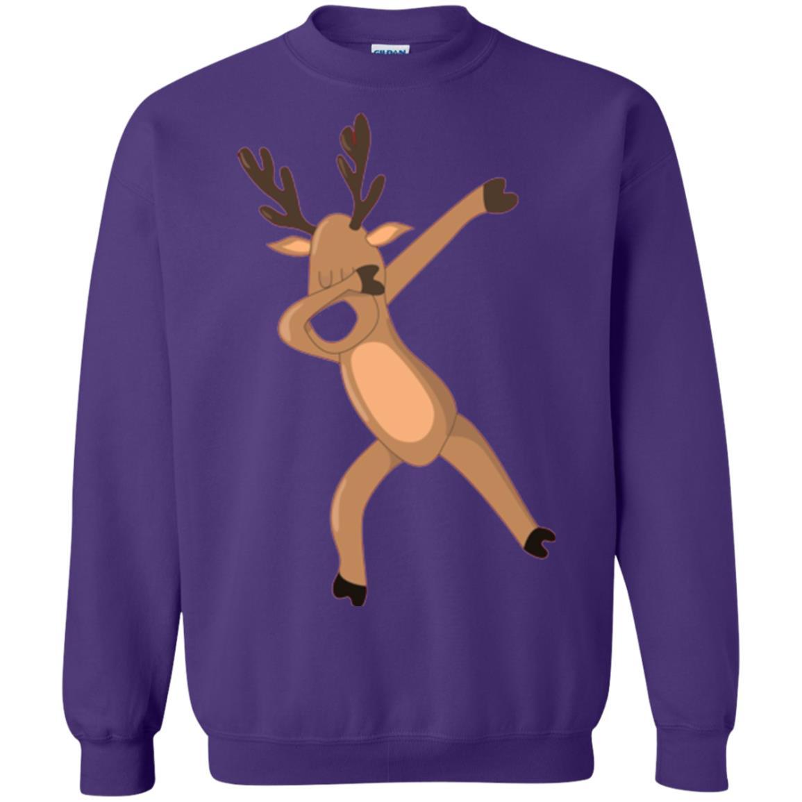 Christmas T-shirt Dabbing Reindeer Purple