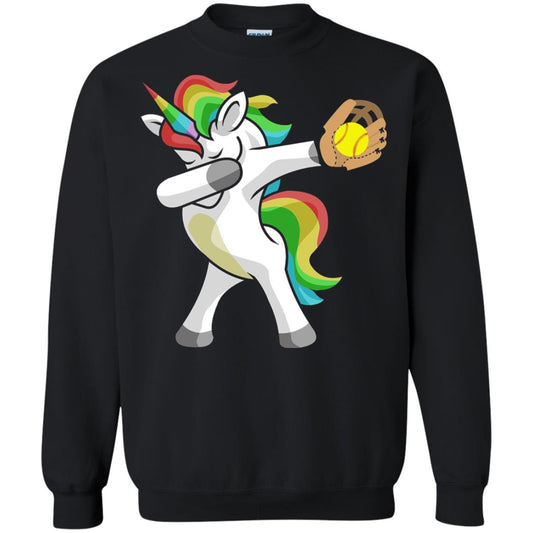 Dabbing Unicorn Softball T-shirt Funny Dabbing Black