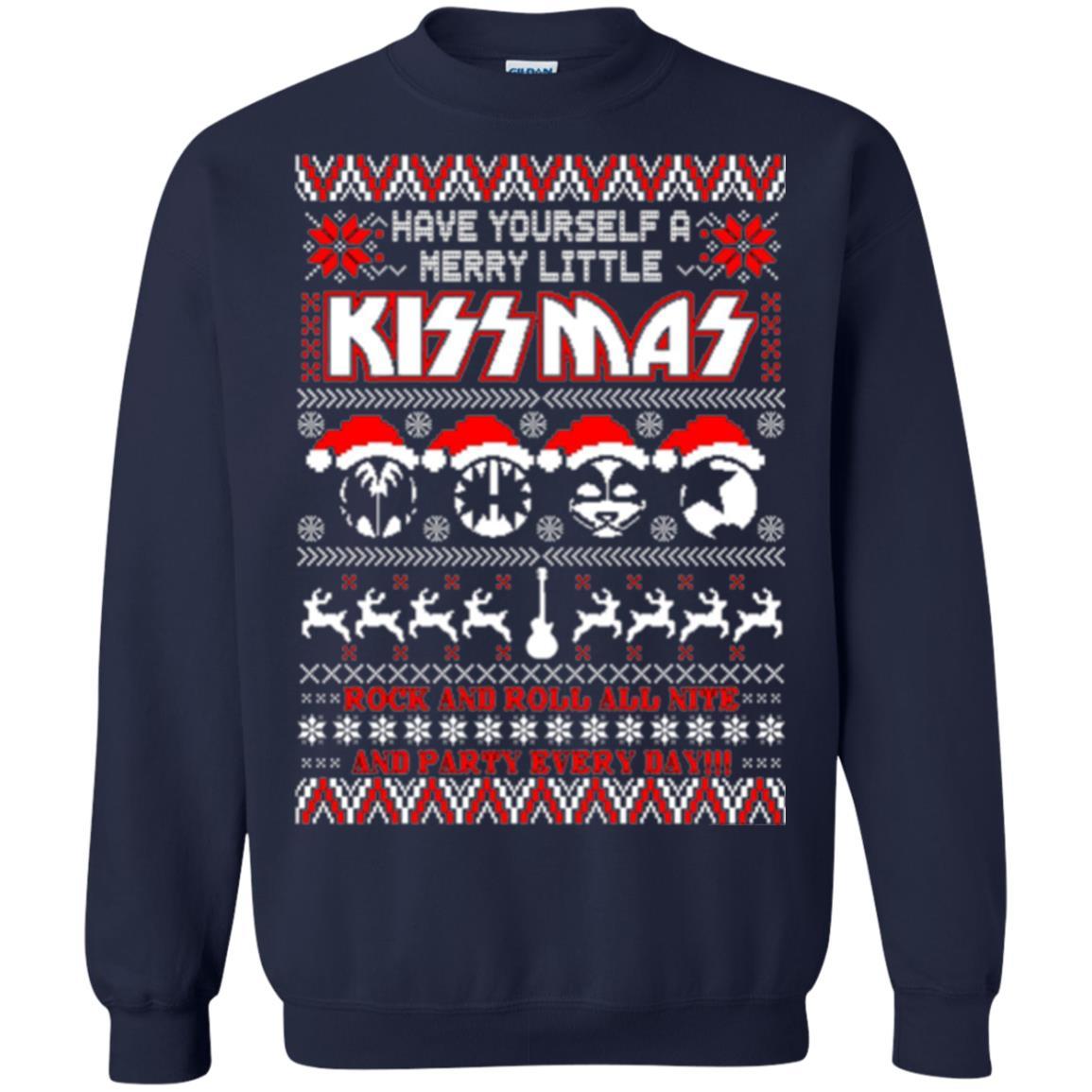 Christmas T-shirt Have Yourself A Merry Little Kissmas Navy