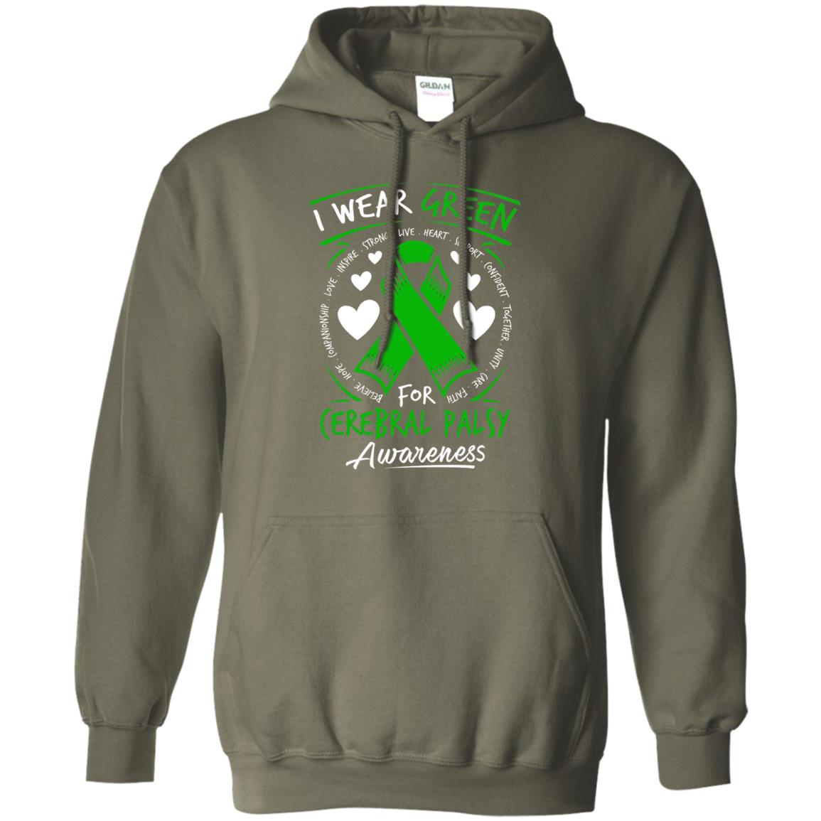 Cerebral Palsy Awareness T-shirt I Wear Green Military Green