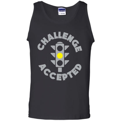 Funny Racing T-shirt Challenge Accepted Yellow Light Car Black