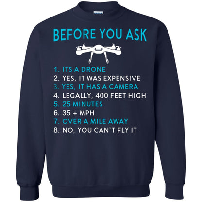 Funny Drone T-shirt Before You Ask Navy