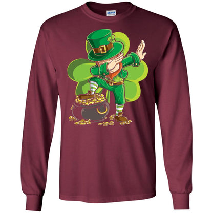 Dabbing Leprechaun St Patricks Day T-shirt Maroon