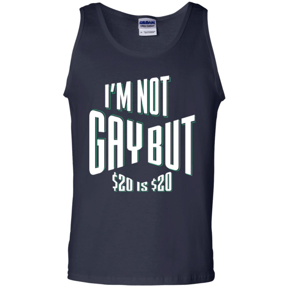 Funny Bi-curious Bachelor Humor Party T-shirt I'm Not Gay But $20 Is $20 Navy