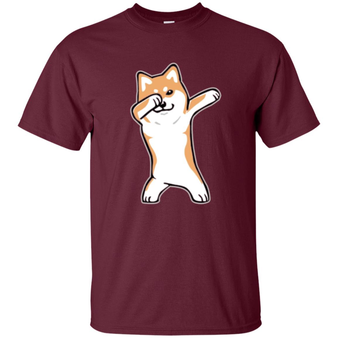 Dog Lover T-shirt Dabbing Shiba Inu Doge Maroon