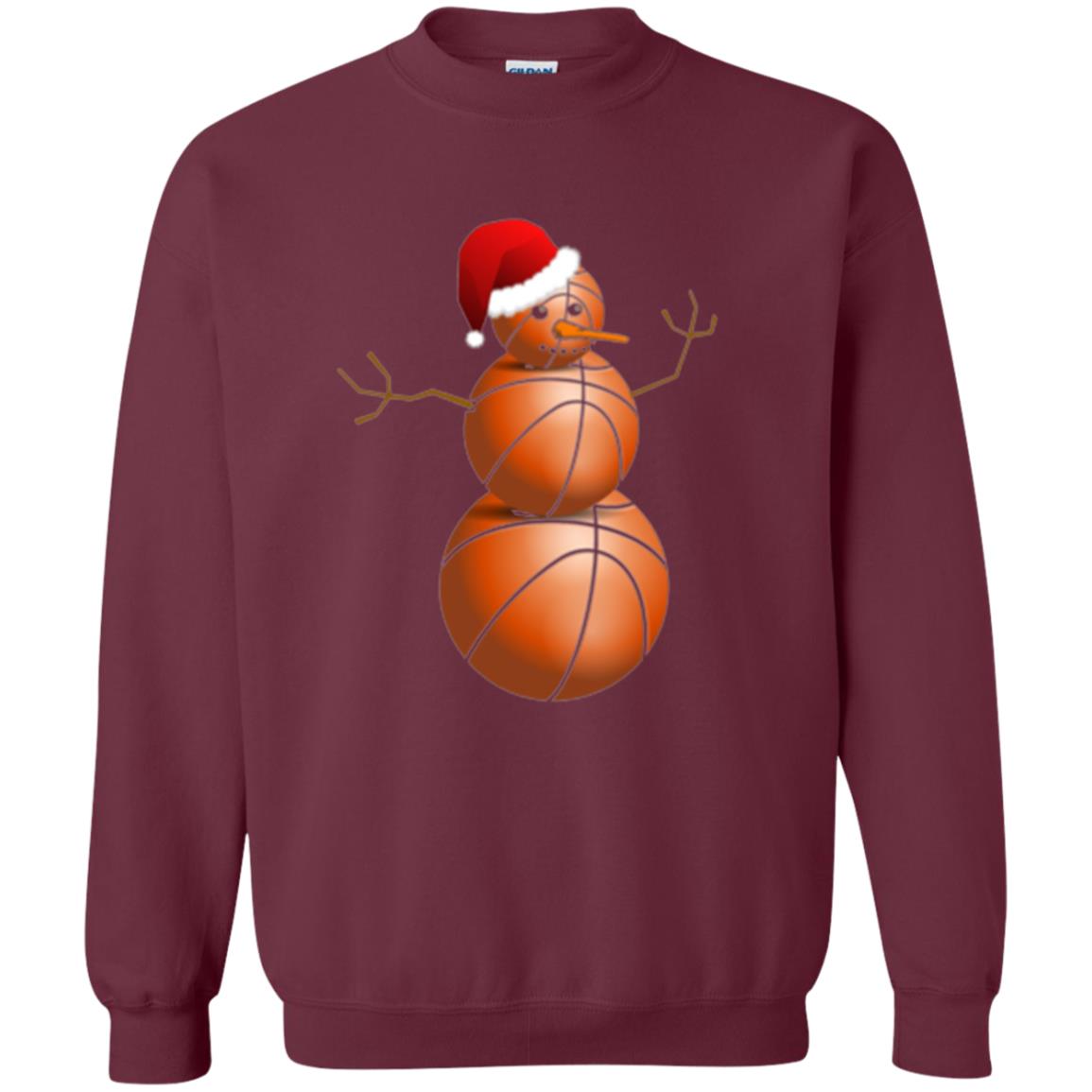Christmas T-shirt Basketball Snowman Maroon