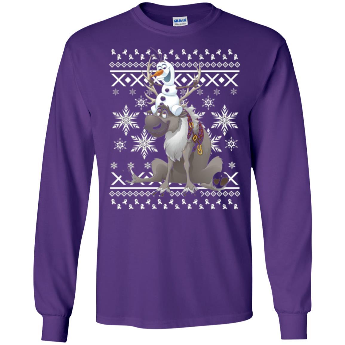 Film T-shirt Frozen Olaf Sven Riding Antler Purple