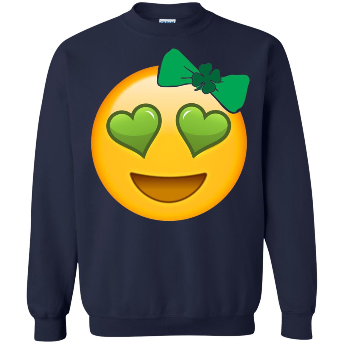 Emoji Green Heart Eyes Bow Saint Patricks Day Shirt For Girls Navy