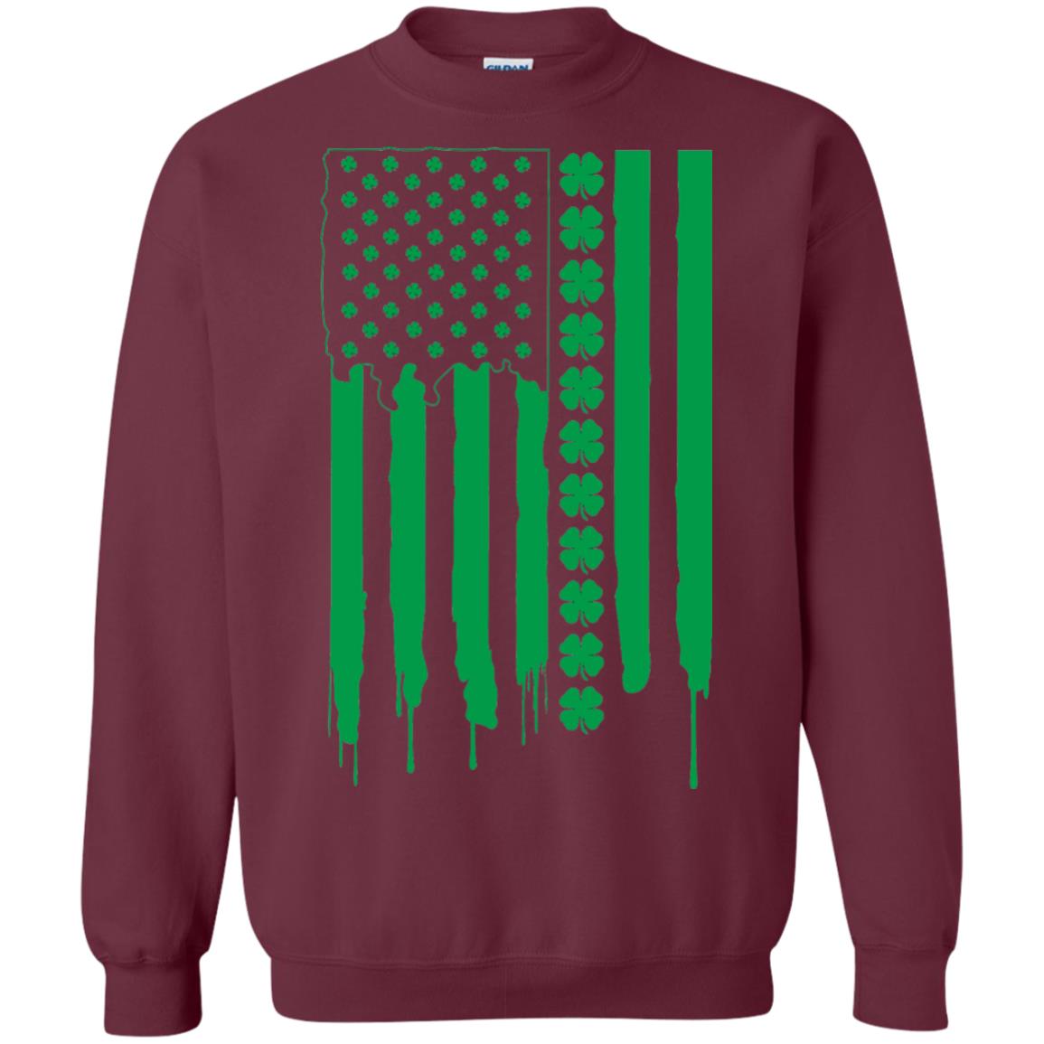 Irish American Flag St Patrick_s Day T-shirt Maroon