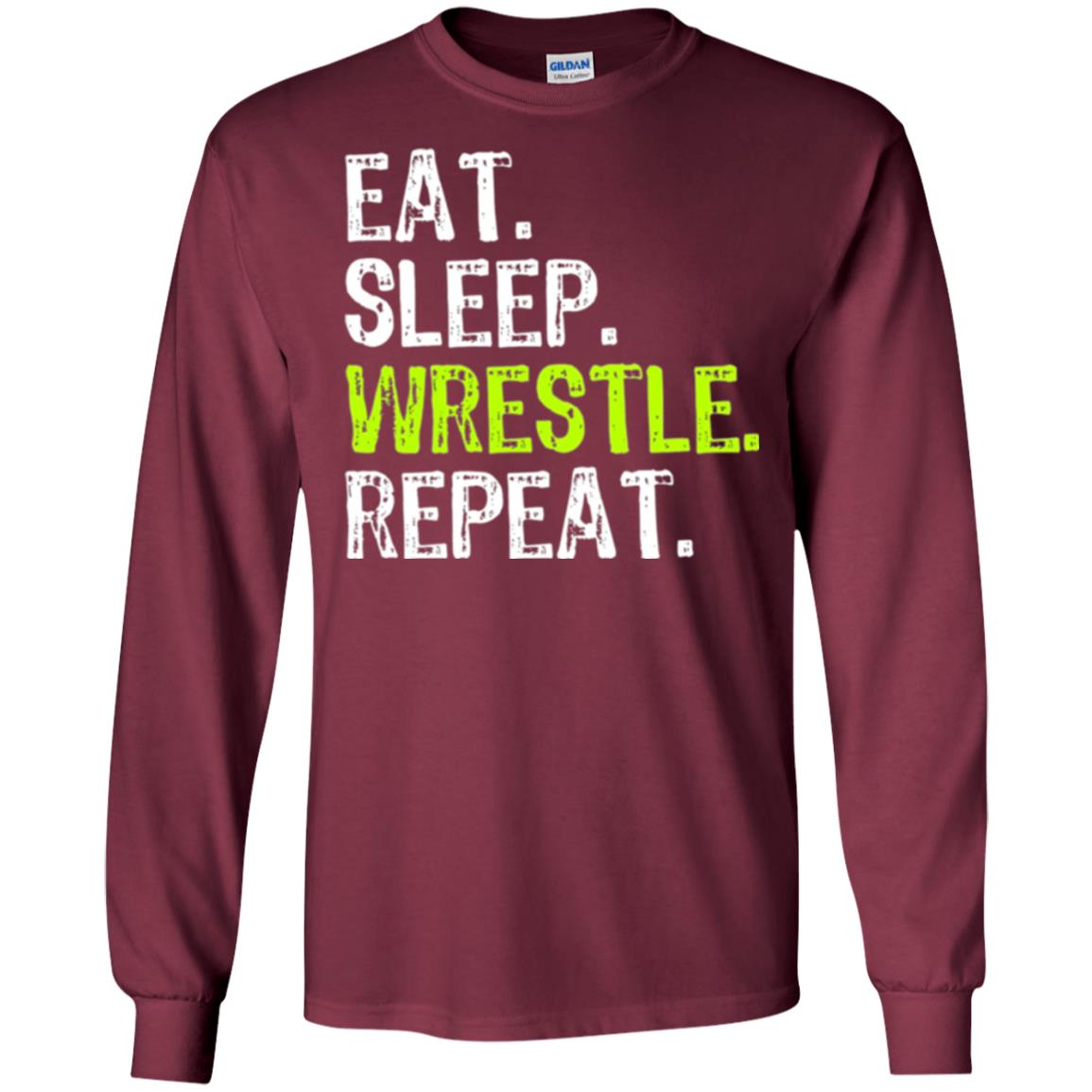 Wrestling T-shirt Eat Sleep Wrestle Repeat Maroon