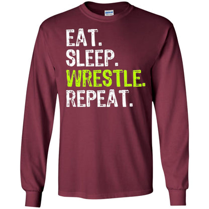 Wrestling T-shirt Eat Sleep Wrestle Repeat Maroon