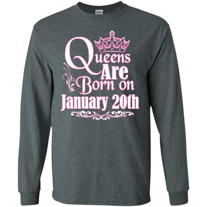 Queens Are Born On January 20th Birthday T-shirt Dark Heather