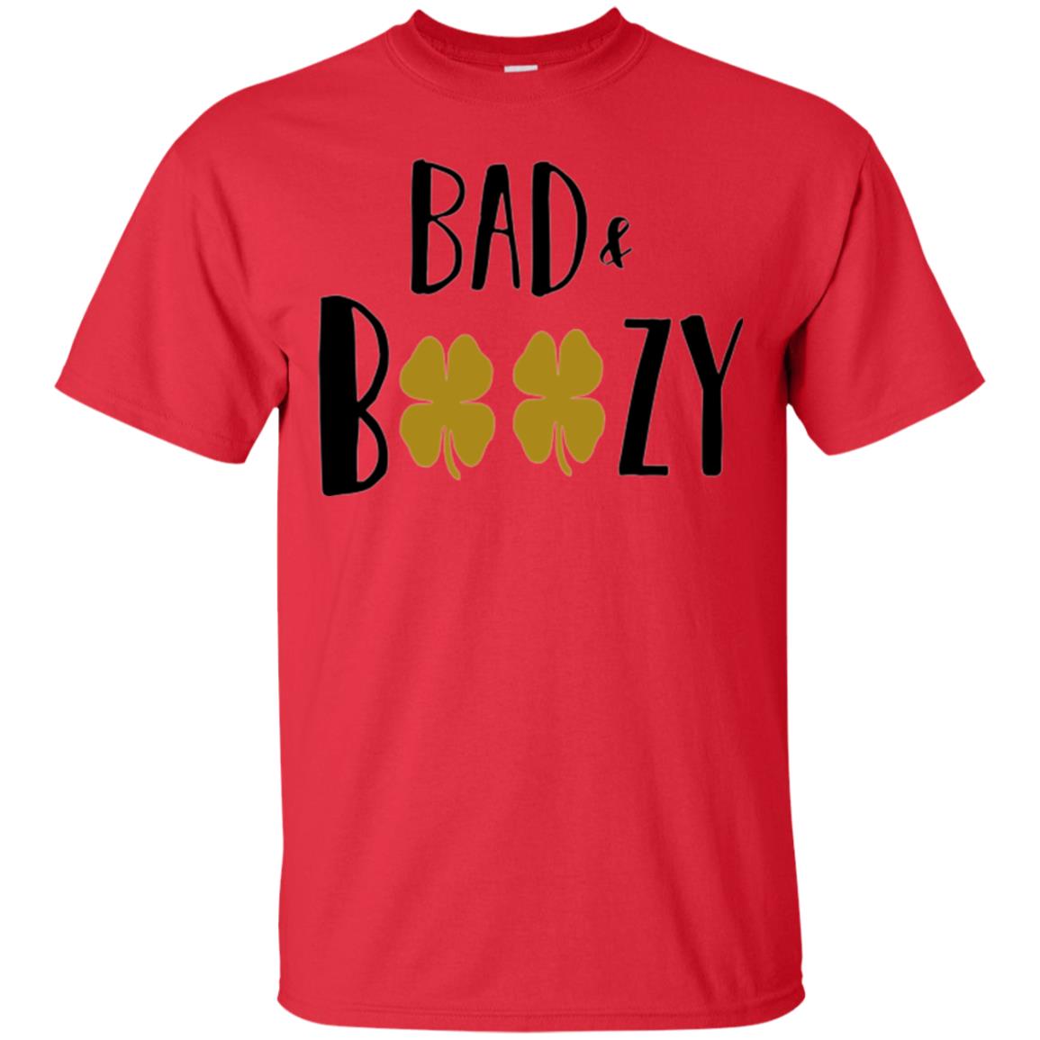 Bad And Boozy Funny Saint Patrick Day Drinking T-shirt Red