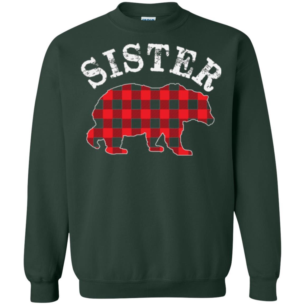 Family T-shirt Red Plaid Sister Bear Forest Green
