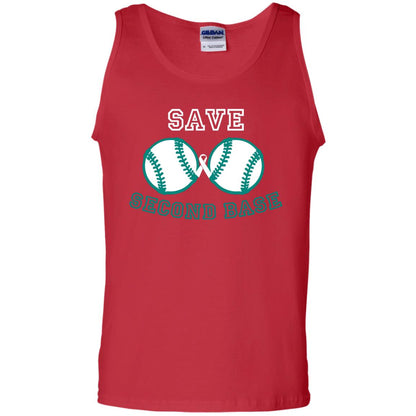 Save Second Base Breast Cancer T-shirt Red