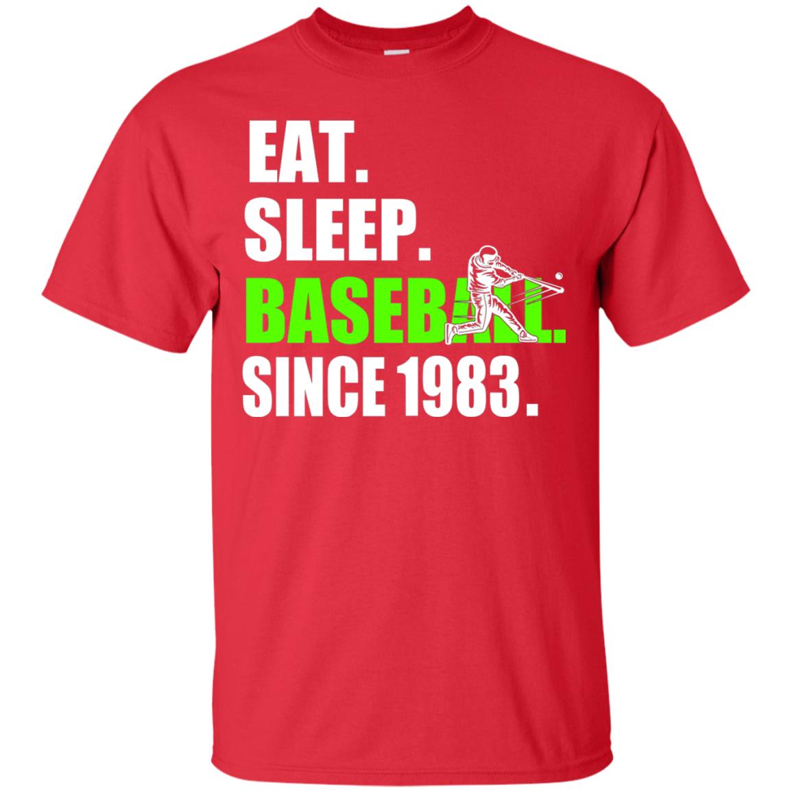 Eat Sleep Baseball Since 1983 35th Birthday Shirt Red