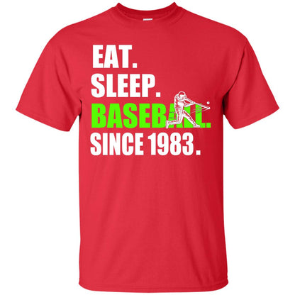 Eat Sleep Baseball Since 1983 35th Birthday Shirt Red