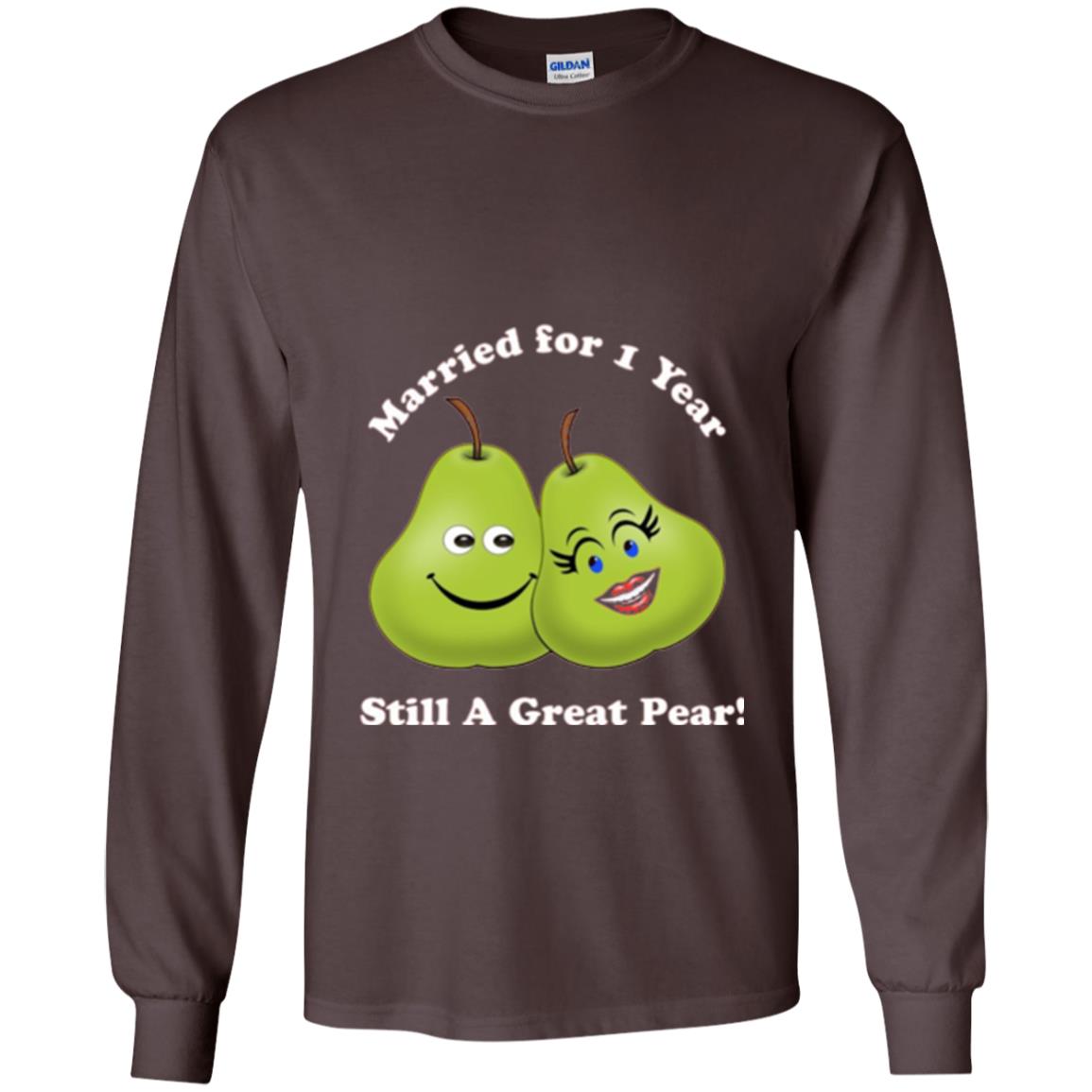 Married For 1 Year Still A Great Pear 1st Anniversary T-shirt Dark Chocolate