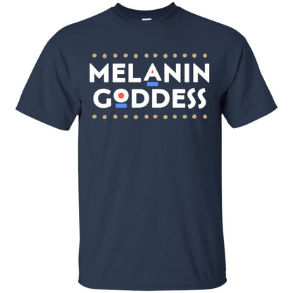 Melanin Goddess African T-shirt Black Girl Poppin_ Navy