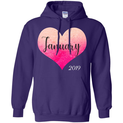 Pregnancy Reveal Announcement Party January 2019 Shirt Purple