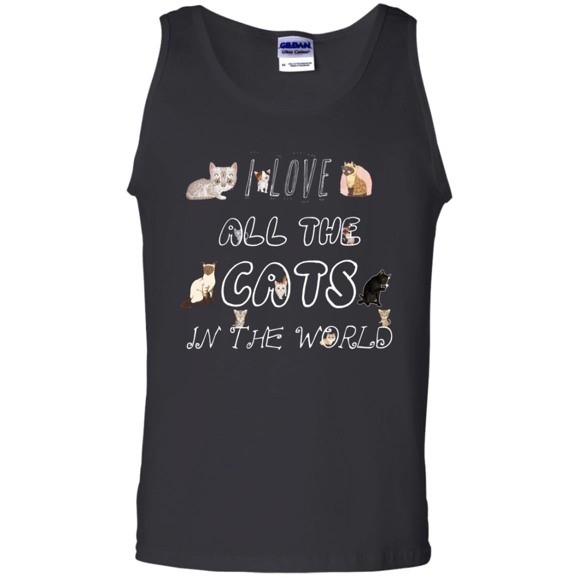 I Love All The Cats In The World Cat Lovers Shirt For Mens Or Womens Black