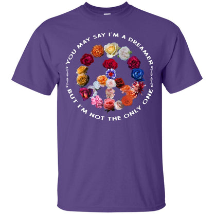 You May Say I_m A Dreamer But I_m Not The Only One Floral Peace Sign Shirt Purple