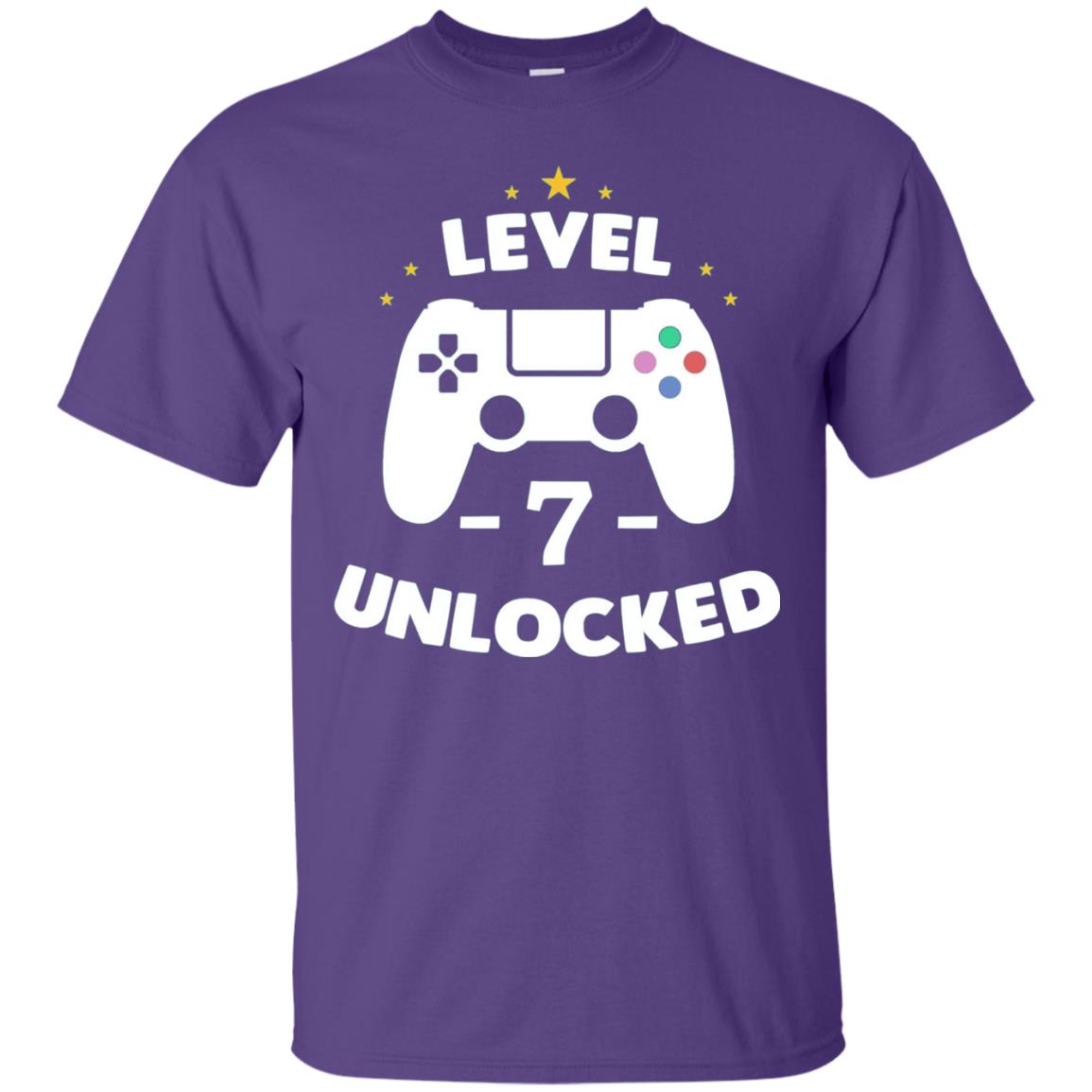 Level 7 Unlocked Gamer T-shirt Purple