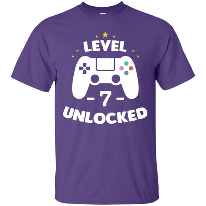 Level 7 Unlocked Gamer T-shirt Purple