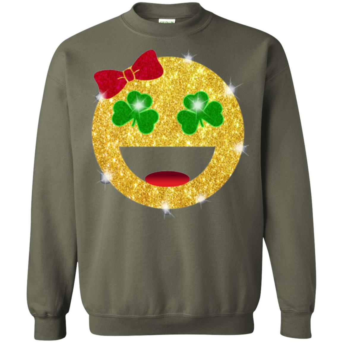 Happy Gold Blink Emoji Saint Patrick's Day T-shirt Military Green
