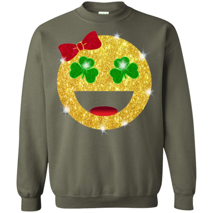 Happy Gold Blink Emoji Saint Patrick's Day T-shirt Military Green