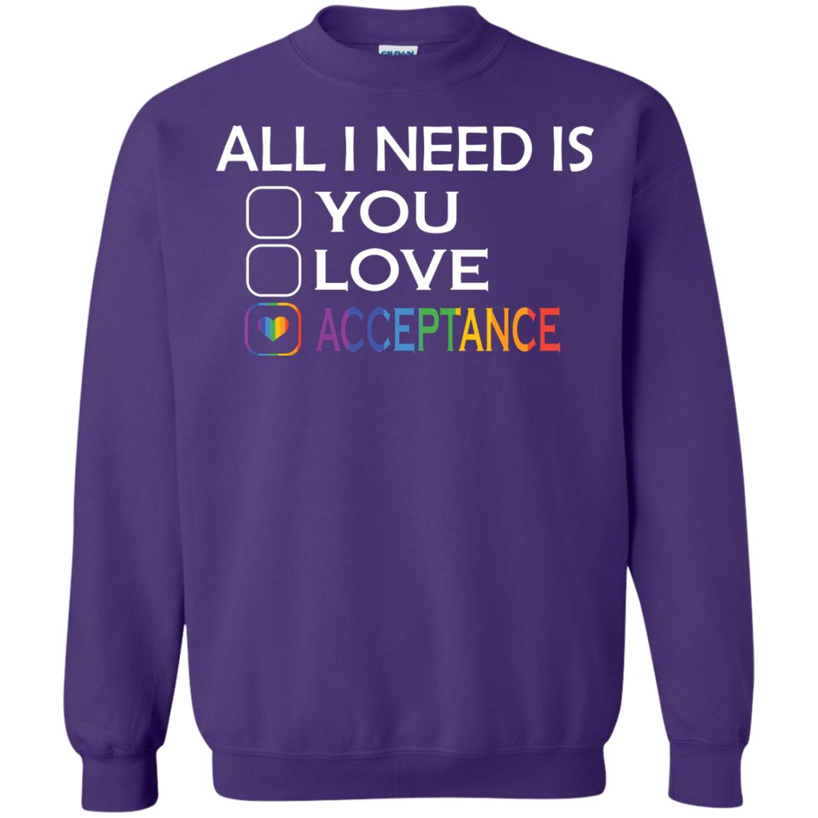 All I Need Is Acceptance Lgbt Shirt Purple