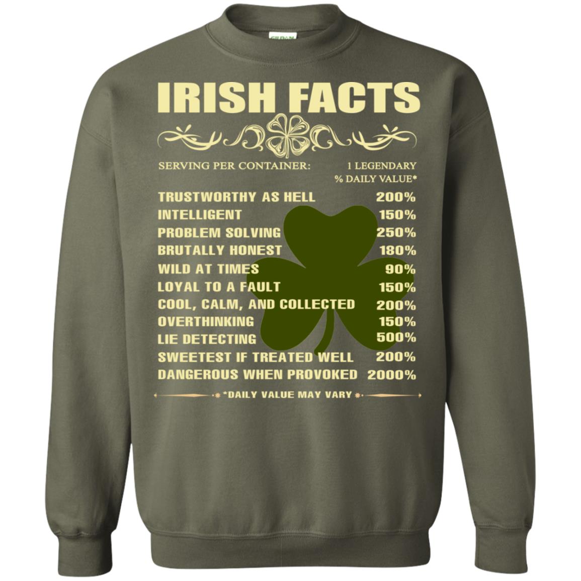 Irish Facts Intelligent Problem Solving Shirt Military Green