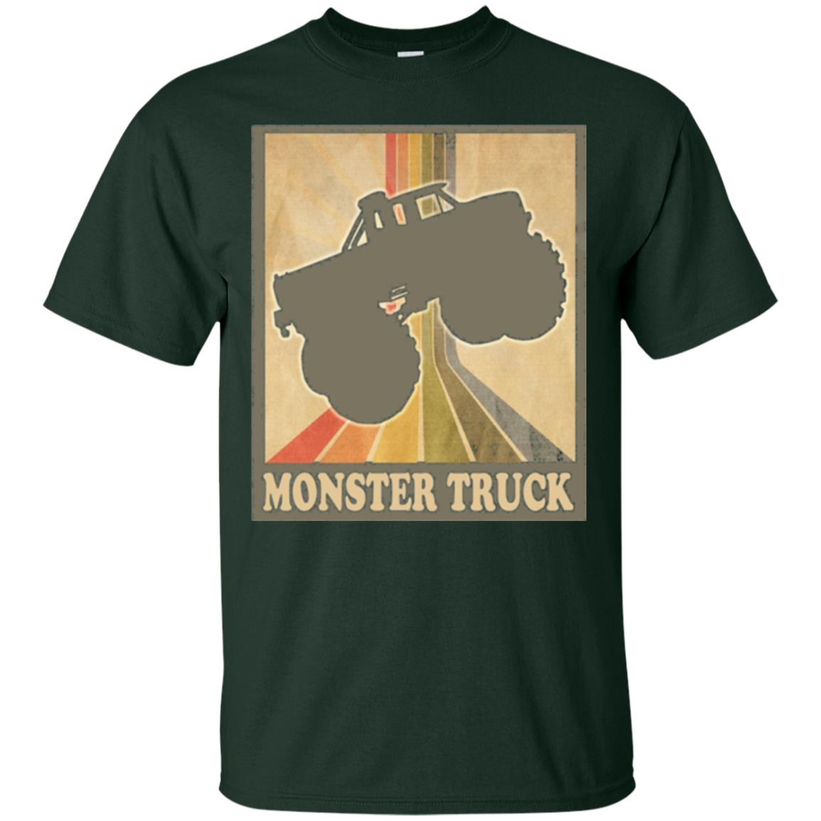 Vintage Big Size Truck Tee Retro Monster Truck T Shirt Forest Green