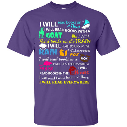 I Will Read Books On A Boat Bookworm T-shirt Purple
