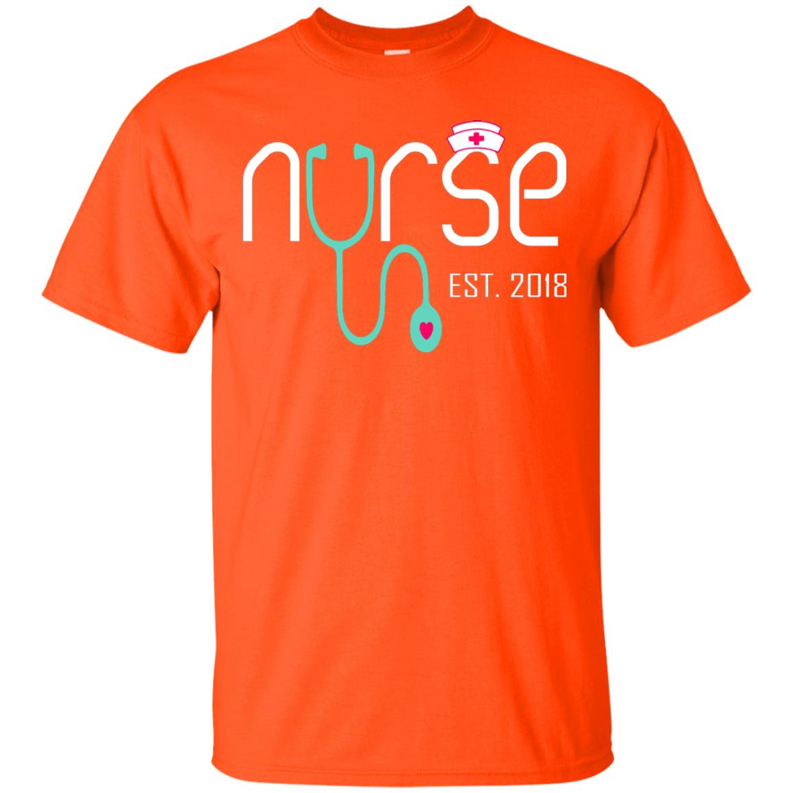 New Nurse Est 2018 T-shirt Nursing School Graduation Orange
