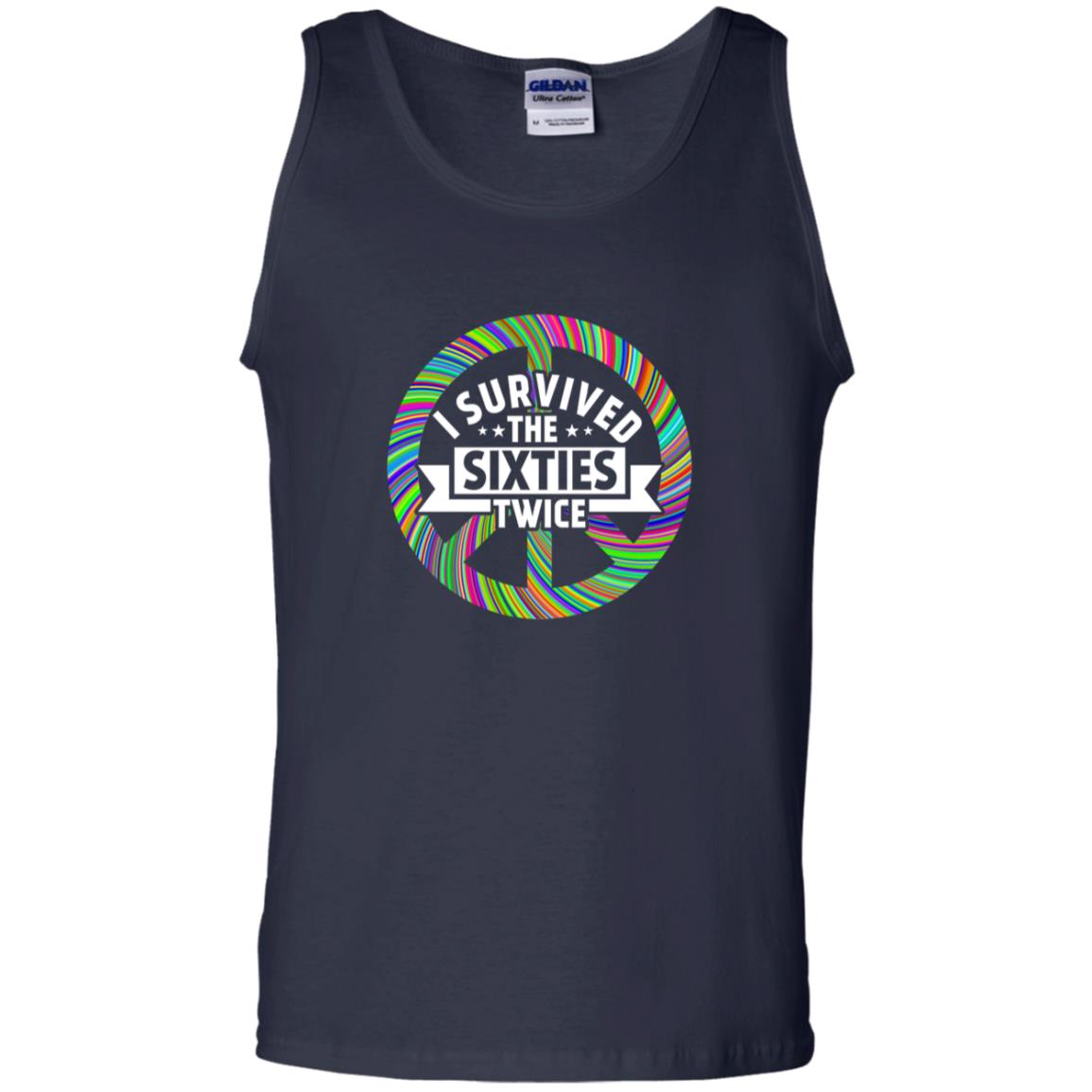 I Survived The Sixties Twice Peace Symbol Birthday Gift Shirt Navy