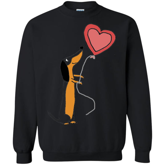 Valentine_s Day T-shirt Cute Dachshund With Heart Balloon Black